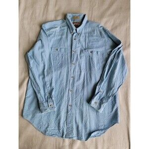 Adirondack Mens L Shirt Button Down Casual Blue‎ Cotton Pocket Weekend Vintage